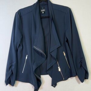 Jones New York Blue Blazer with Asymmetrical Zipper